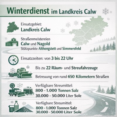 Winterdienst im Landkreis Calw sichert Straßen bei Schnee und Kälte